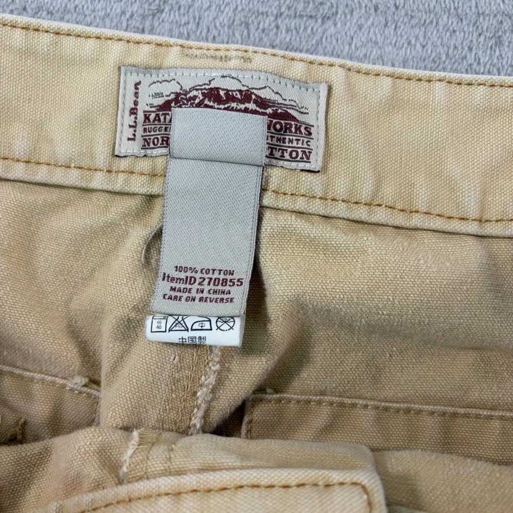 LL Bean Katahdin Iron Works Canvas Nor'‎ Eastern Cotton Carpenter Tan Pant 36x30